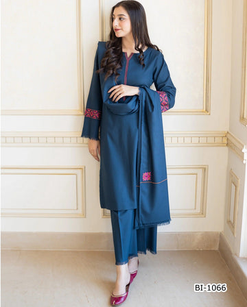 KARANDI 3PC EMBROIDERED DRESS EMBROIDERED SHAWL D-325
